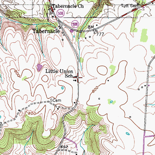 Topographic Map of Little Union School, KY