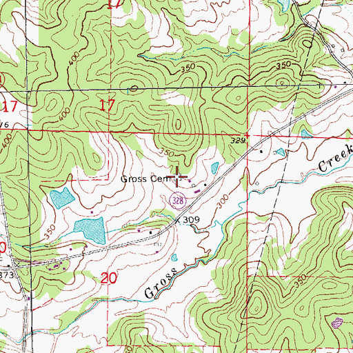 Topographic Map of Gross Cemetery, AR