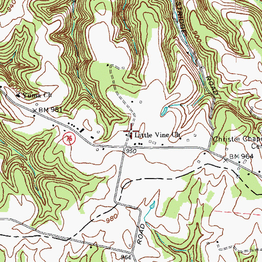 Topographic Map of Little Vine Church, KY