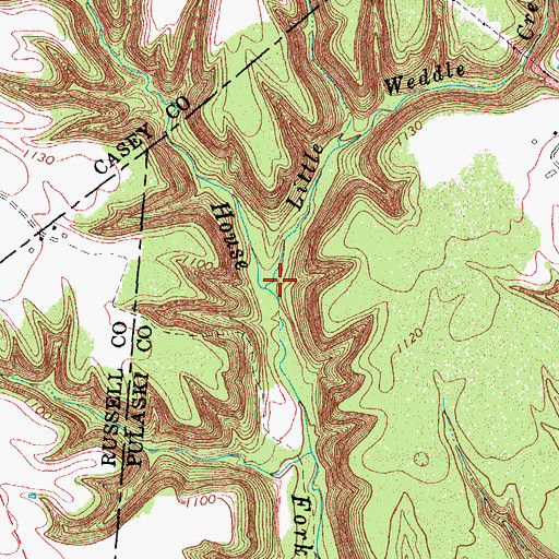 Topographic Map of Little Weddle Creek, KY