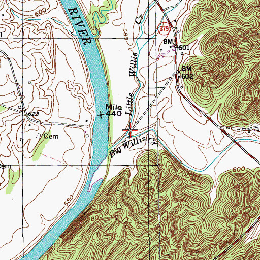Topographic Map of Little Willis Creek, KY