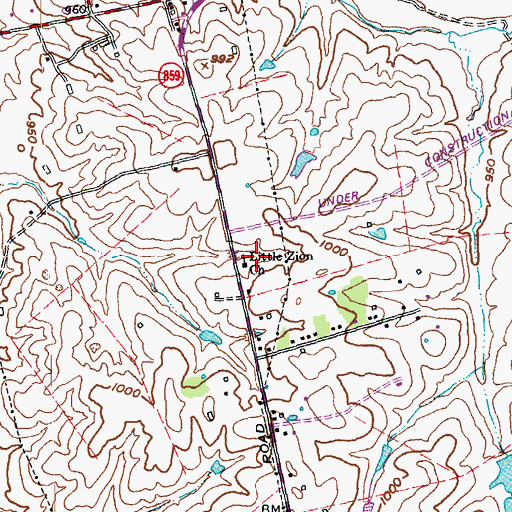 Topographic Map of Little Zion Church, KY