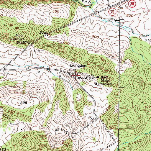 Topographic Map of Livingston Cemetery, KY