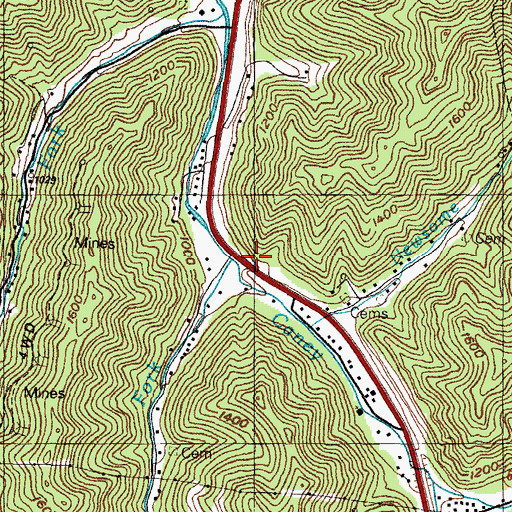 Topographic Map of Lizzie Fork, KY