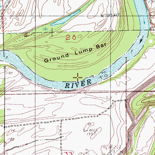 Topographic Map of Ground Lump Bar, AR