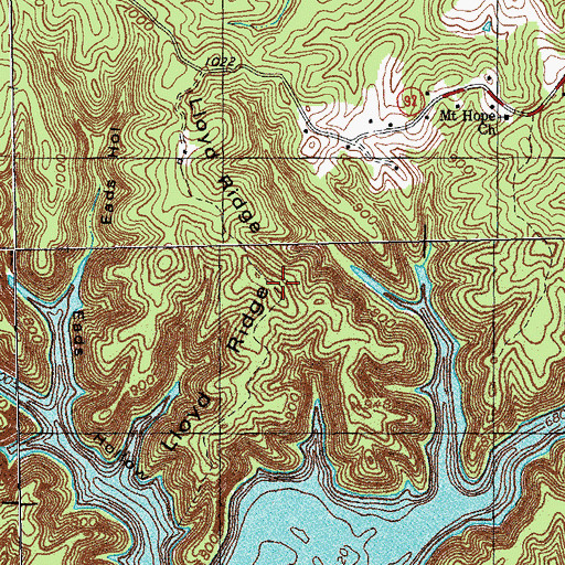 Topographic Map of Lloyd Ridge, KY
