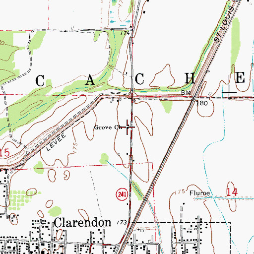 Topographic Map of Grove Church, AR