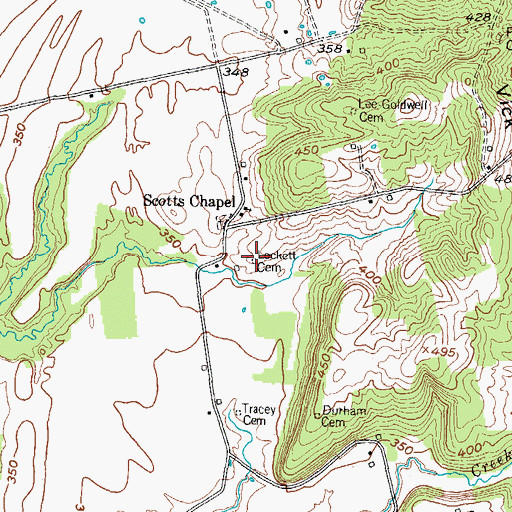 Topographic Map of Lockett Cemetery, KY