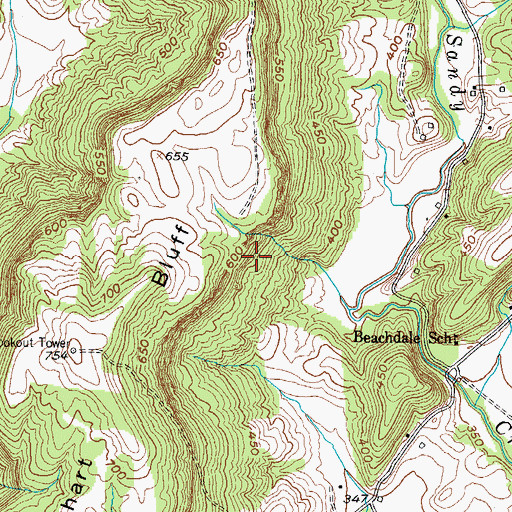 Topographic Map of Lockhart Bluff, KY