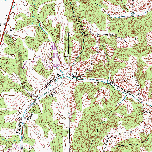Topographic Map of Locust Branch, KY
