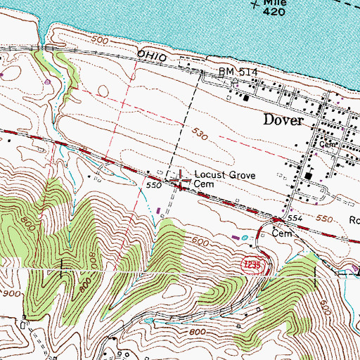 Topographic Map of Locust Grove Cemetery, KY
