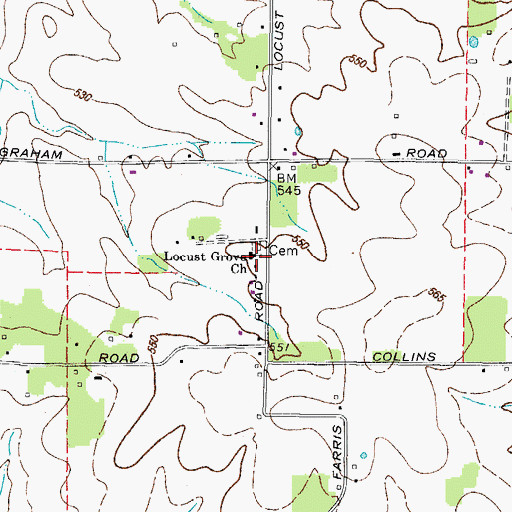 Topographic Map of Locust Grove Church, KY