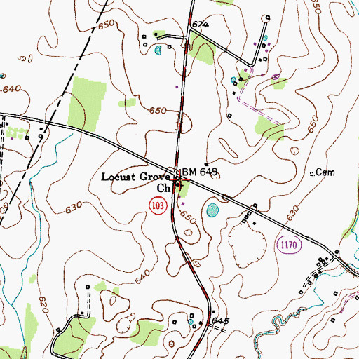 Topographic Map of Locust Grove Church, KY