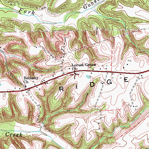 Topographic Map of Locust Grove Church, KY