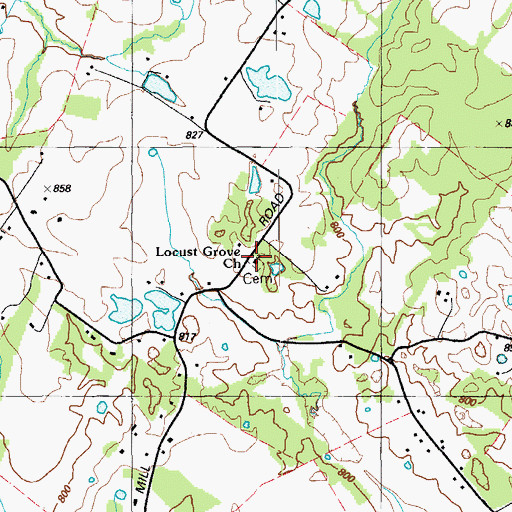 Topographic Map of Locust Grove Church, KY