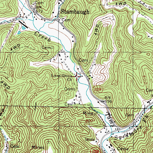 Topographic Map of Locust Grove United Baptist Church, KY