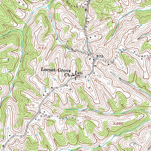 Topographic Map of Locust Grove Church, KY