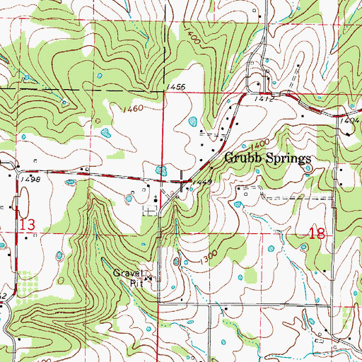 Topographic Map of Grubb Springs, AR