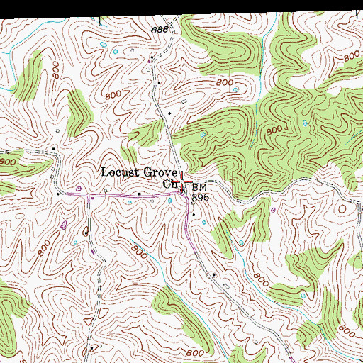 Topographic Map of Locust Grove Church, KY