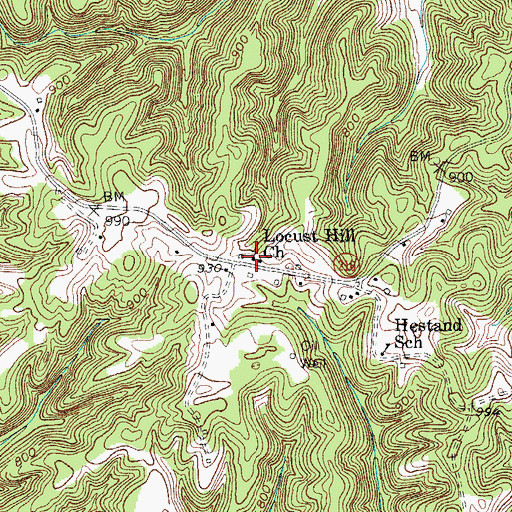 Topographic Map of Locust Hill Church, KY