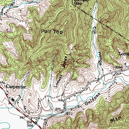 Topographic Map of Locust Ridge, KY