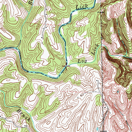 Topographic Map of Log Lick, KY