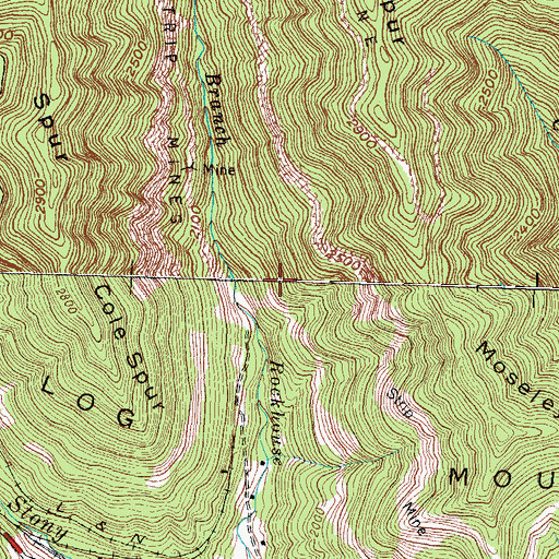 Topographic Map of Log Mountains, KY