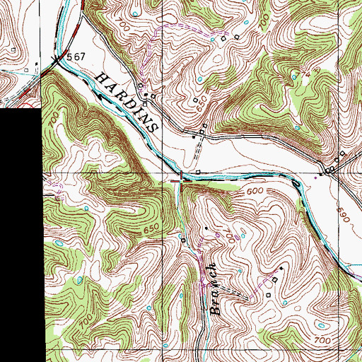 Topographic Map of Logan Branch, KY