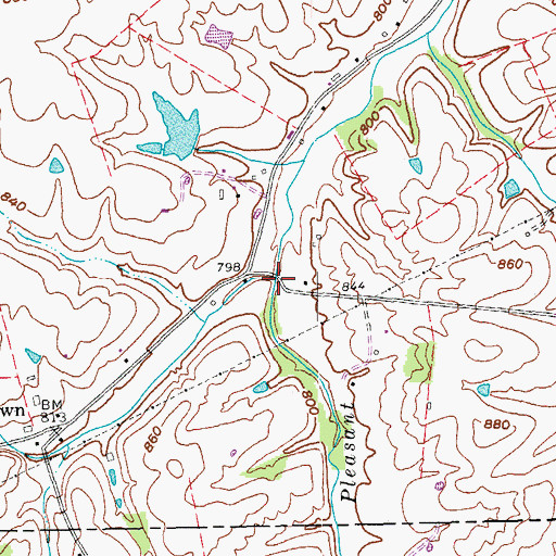 Topographic Map of Logan Branch, KY
