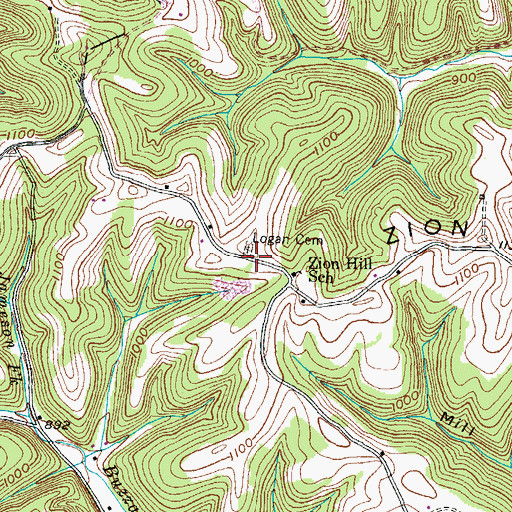 Topographic Map of Logan Cemetery, KY