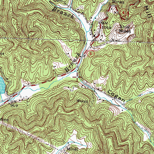 Topographic Map of Logan Hollow, KY