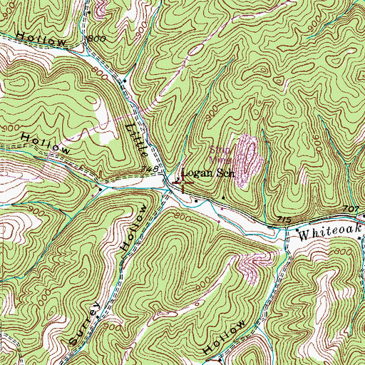Topographic Map of Logan School, KY