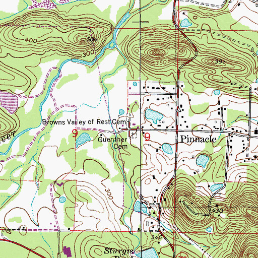 Topographic Map of Guenther Cemetery, AR