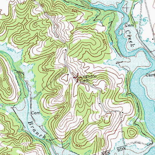 Topographic Map of Logsdon Cemetery, KY