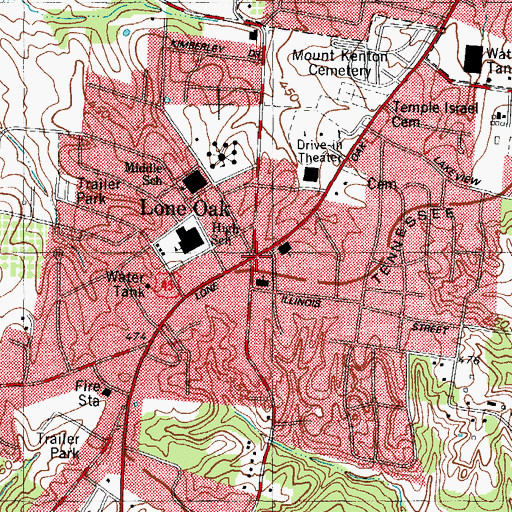 Topographic Map of Lone Oak, KY