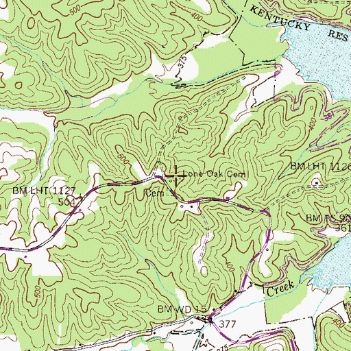 Topographic Map of Lone Oak Cemetery, KY