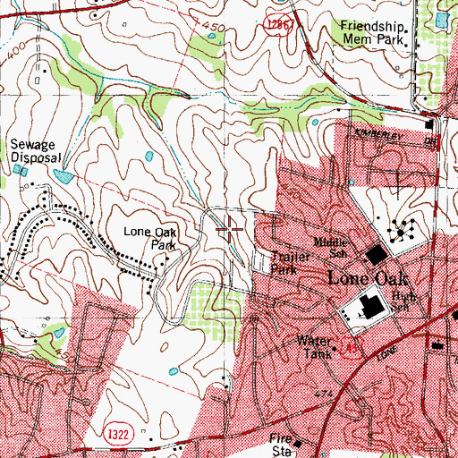 Topographic Map of Lone Oak Park, KY