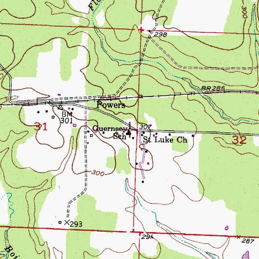 Topographic Map of Guernsey School, AR