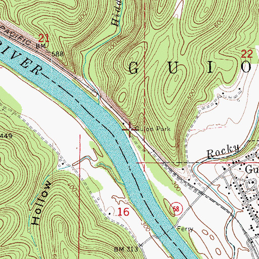 Topographic Map of Guion Park, AR