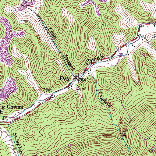 Topographic Map of Long Branch, KY