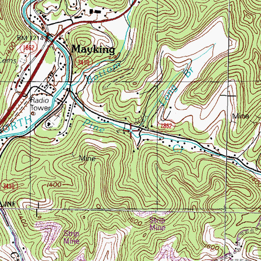 Topographic Map of Long Branch, KY
