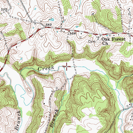 Topographic Map of Long Branch, KY