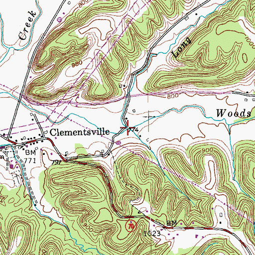 Topographic Map of Long Branch, KY
