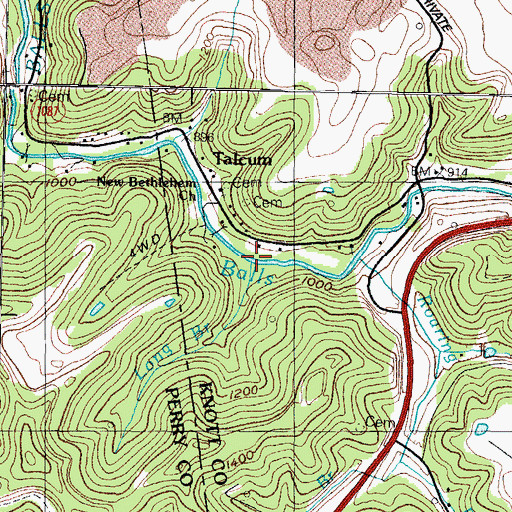 Topographic Map of Long Branch, KY