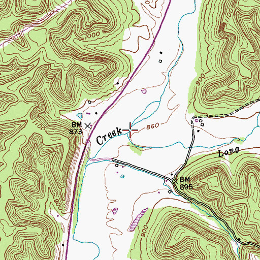 Topographic Map of Long Branch, KY