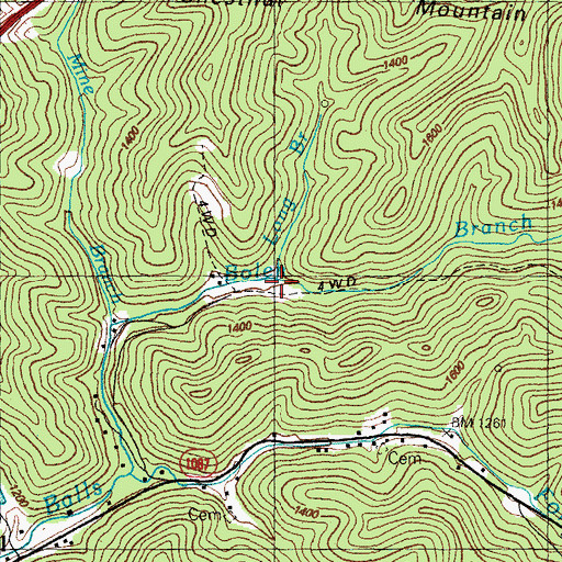 Topographic Map of Long Branch, KY