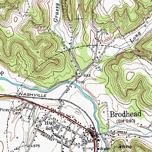 Topographic Map of Long Branch, KY