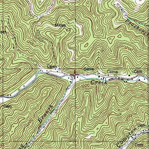 Topographic Map of Long Branch, KY