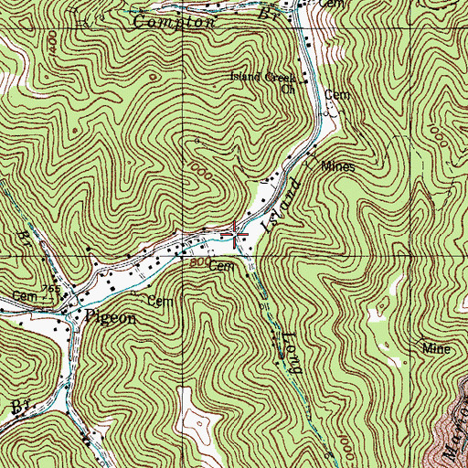 Topographic Map of Long Branch, KY
