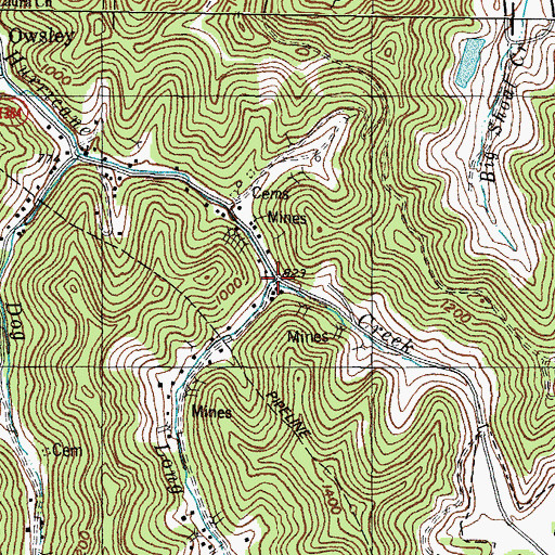 Topographic Map of Long Branch, KY